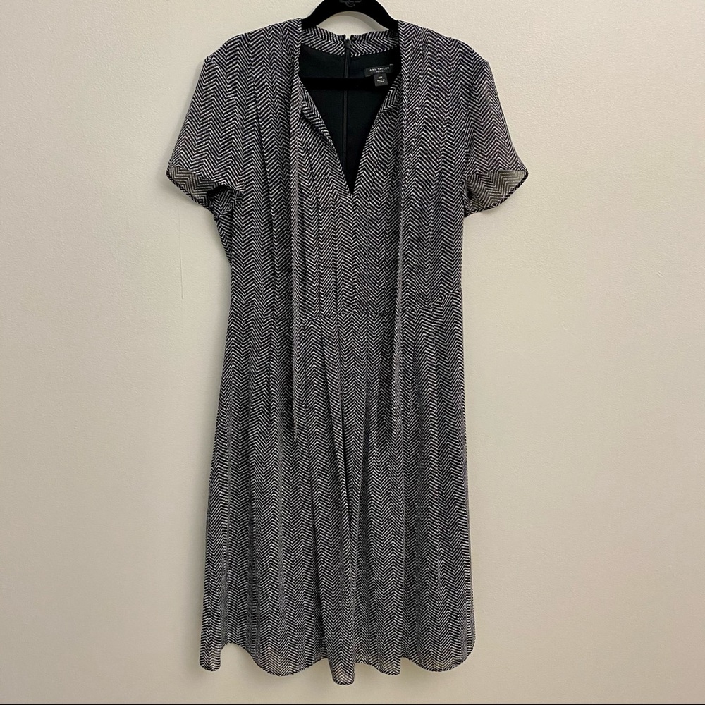 Ann Taylor 00P Petite Herringbone Tie Neck Dress - Picture 6 of 8